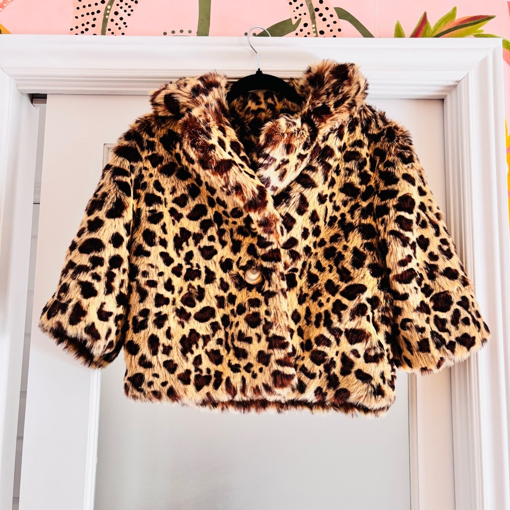 Kersh Y2k Leopard Print Faux Fur Cape